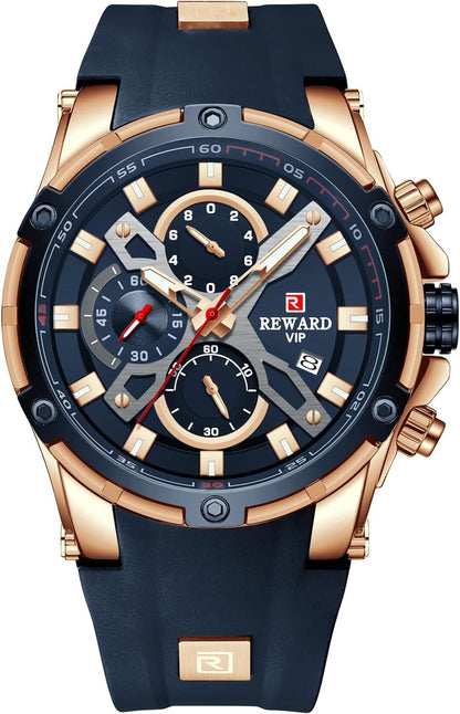 REWARD Men's Big Dial Waterproof Quartz Sport Watch