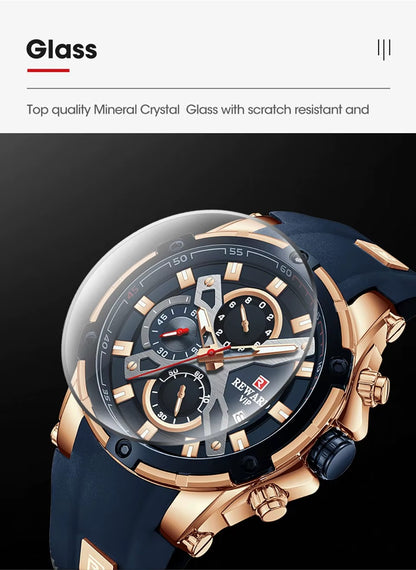 REWARD Men's Big Dial Waterproof Quartz Sport Watch