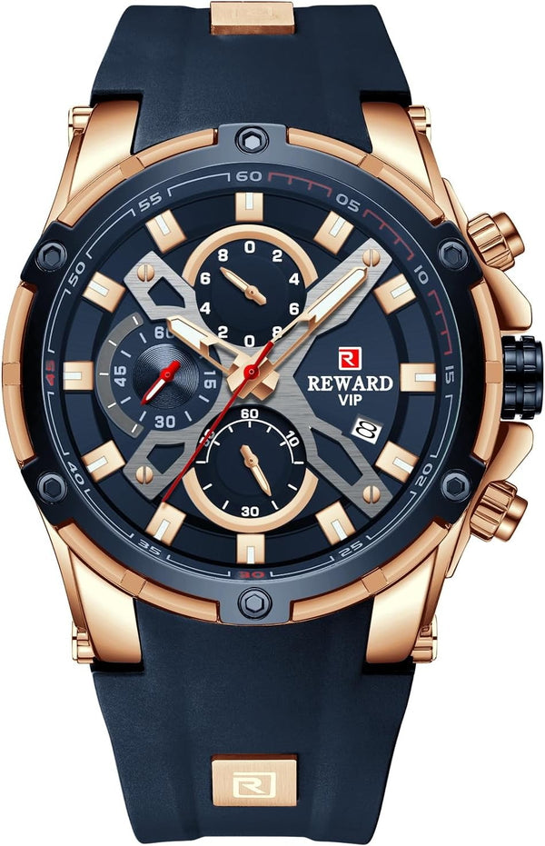 REWARD Men's Big Dial Waterproof Quartz Sport Watch